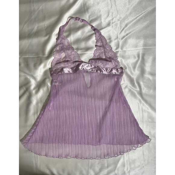 RAMPAGE Lavender Purple Sheer Babydoll Lingerie Halter Camisole Tank Sz M Medium - Picture 2 of 16